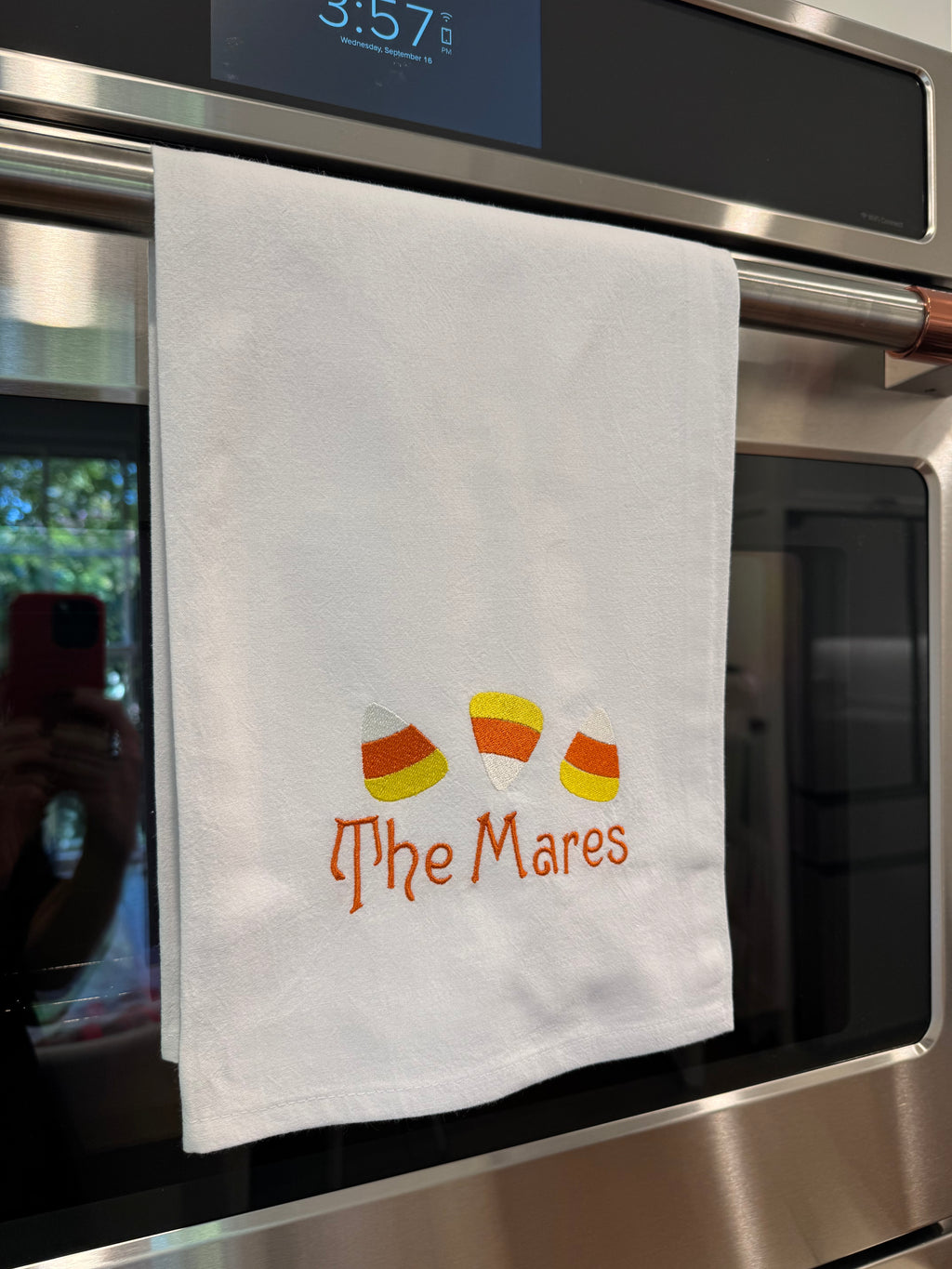 Candy Corn Family Name Tea Towel