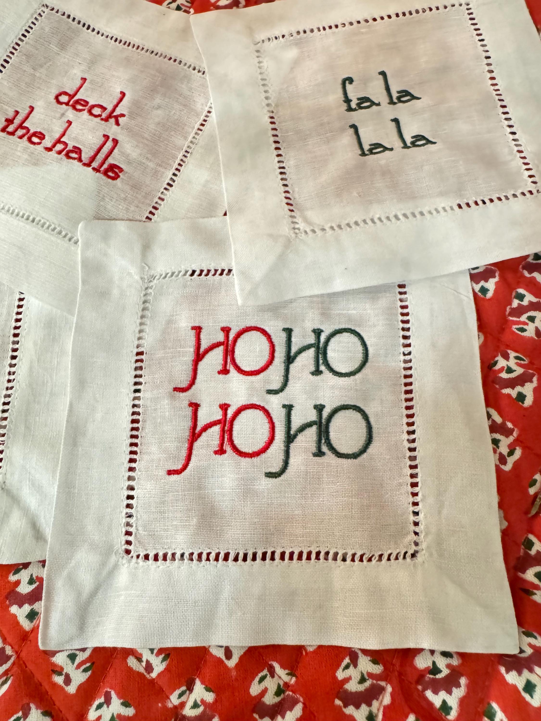 Festive Christmas Phrase Cocktail Napkins