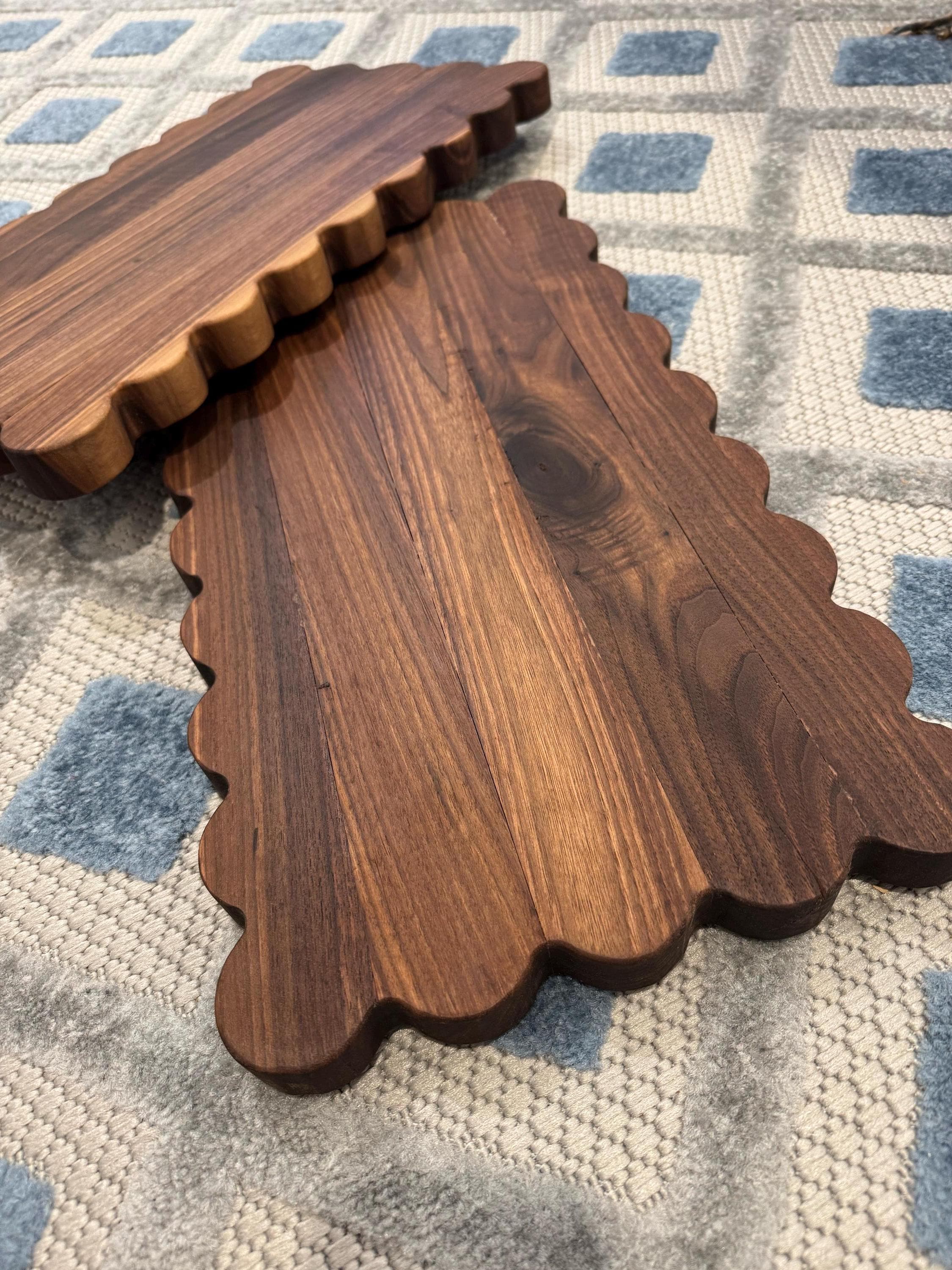 Handcrafted Walnut Scalloped Charcuterie Boards