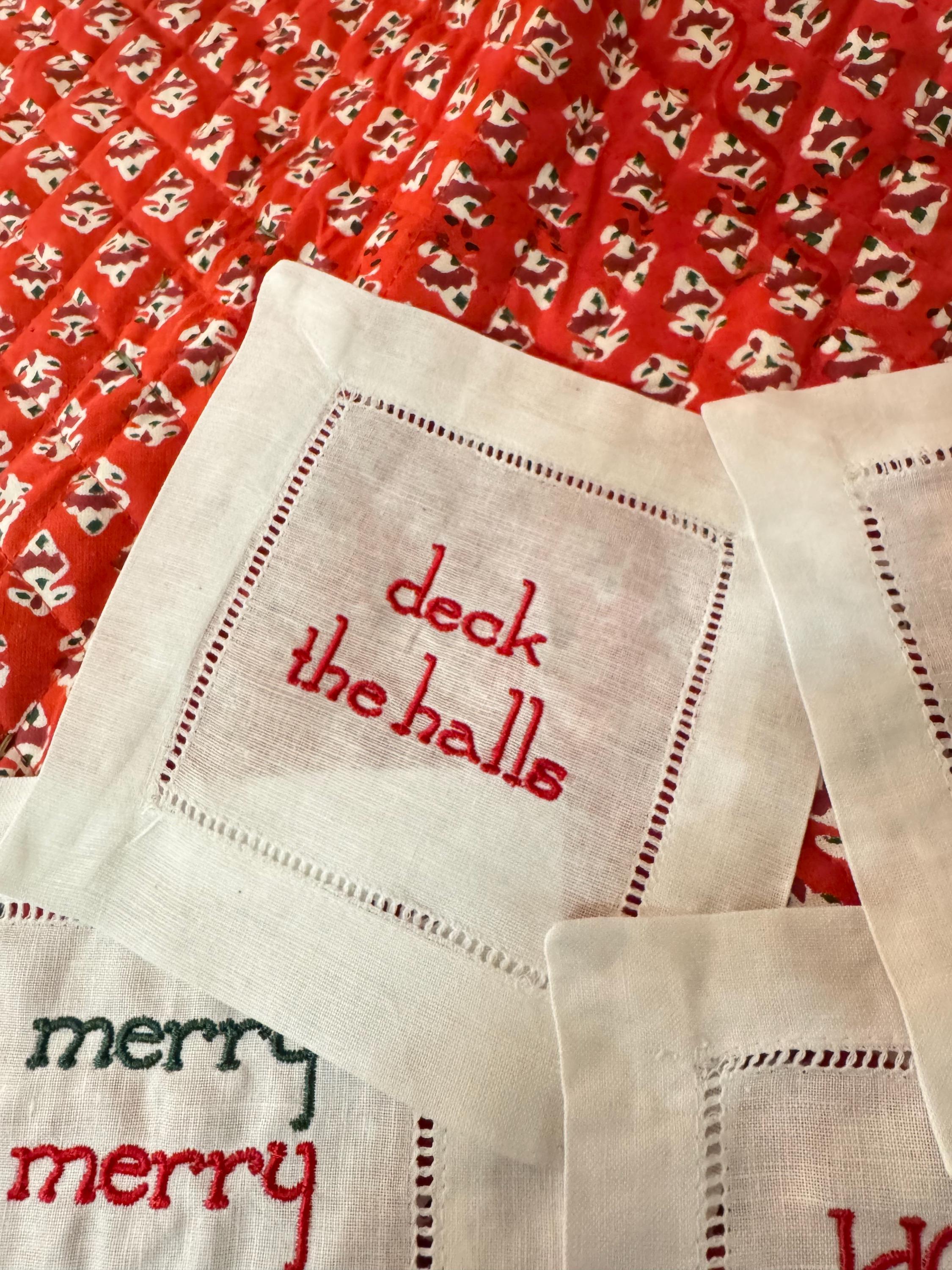 Festive Christmas Phrase Cocktail Napkins