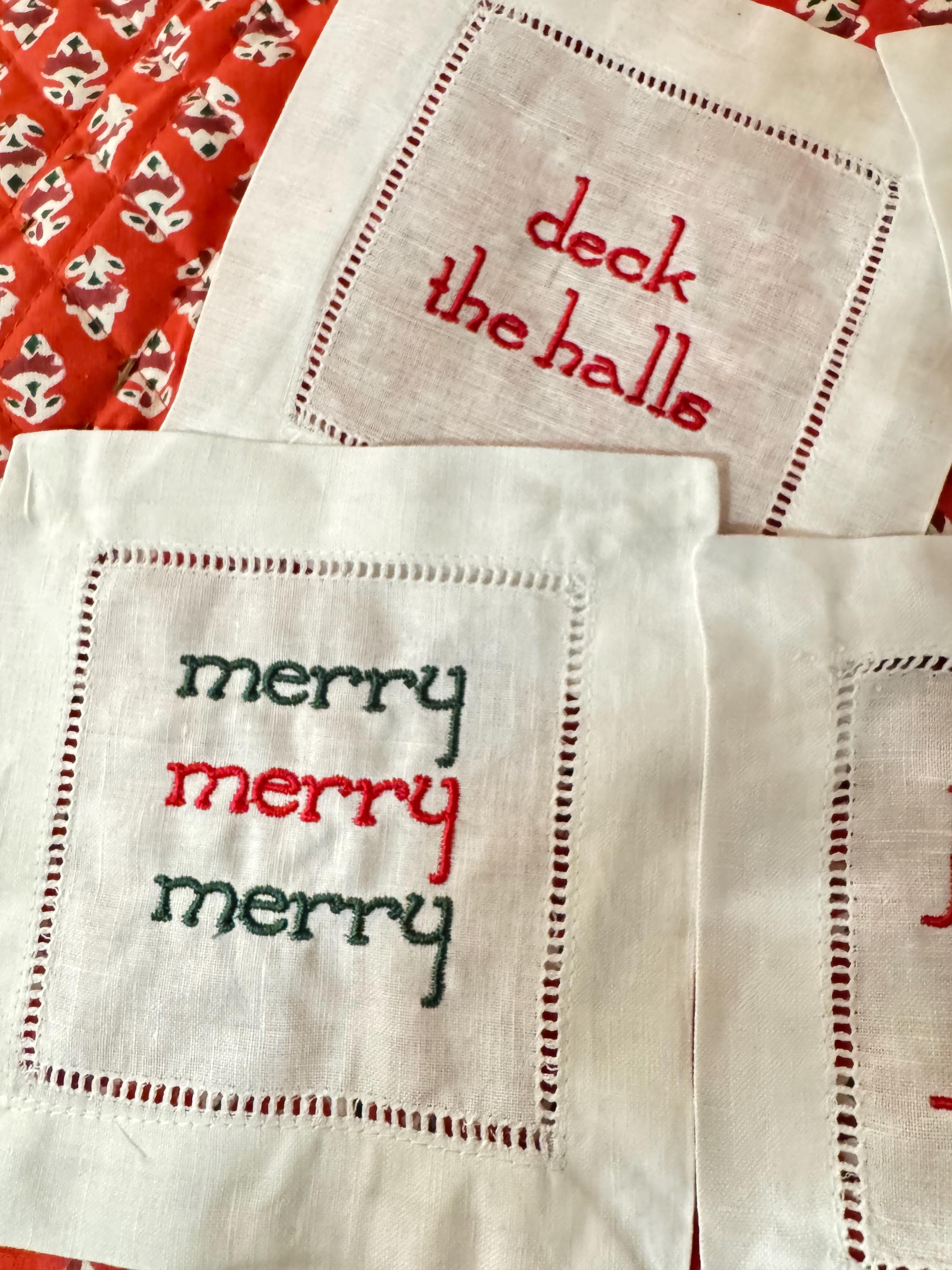 Festive Christmas Phrase Cocktail Napkins