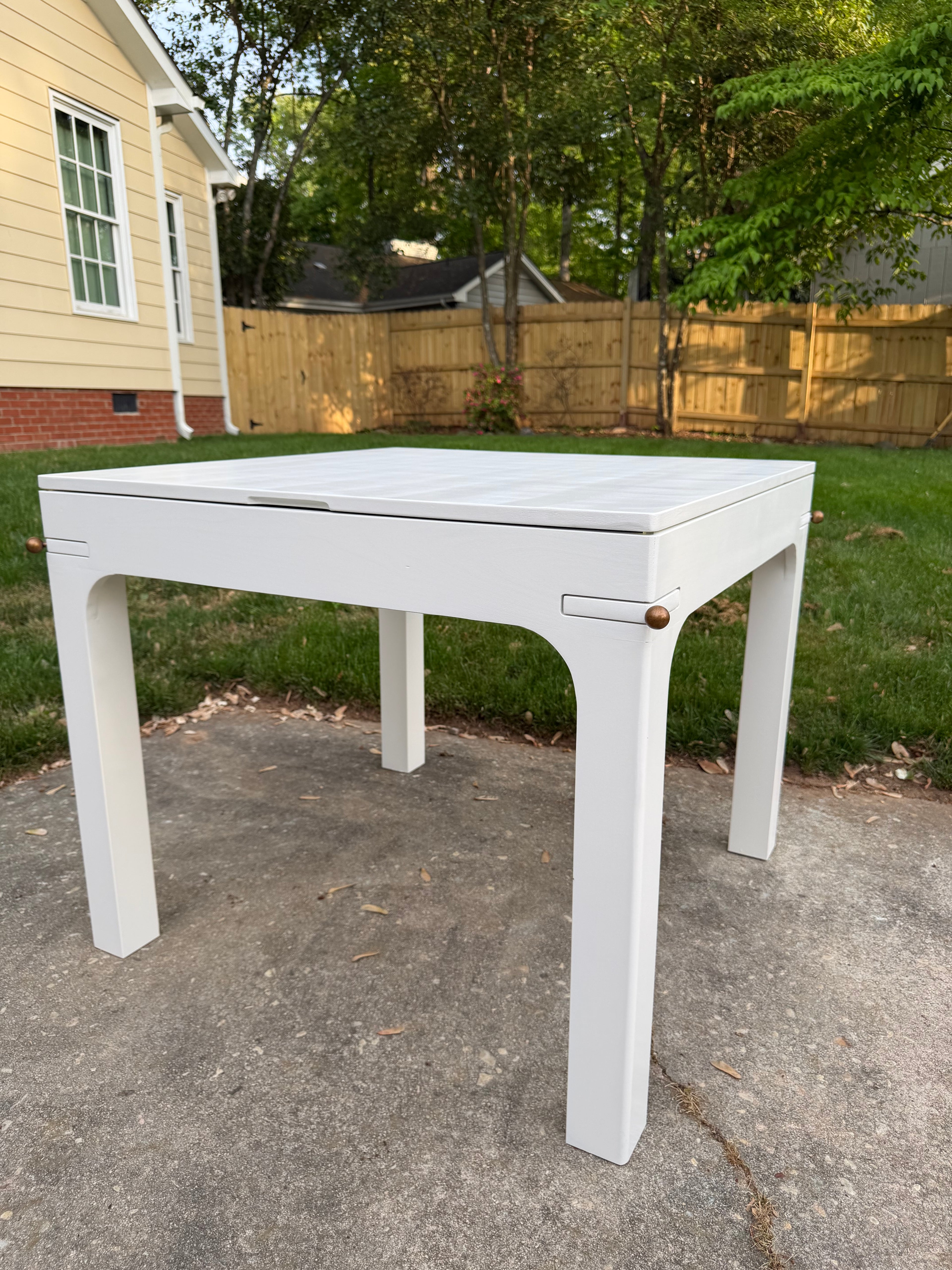 Drift Game Table open storage lid showing hidden compartment for mahjong tiles and game accessories
