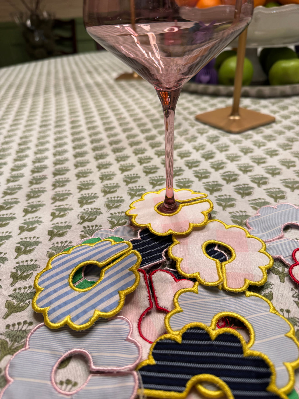 Embroidered Drink Tags — Set of 4