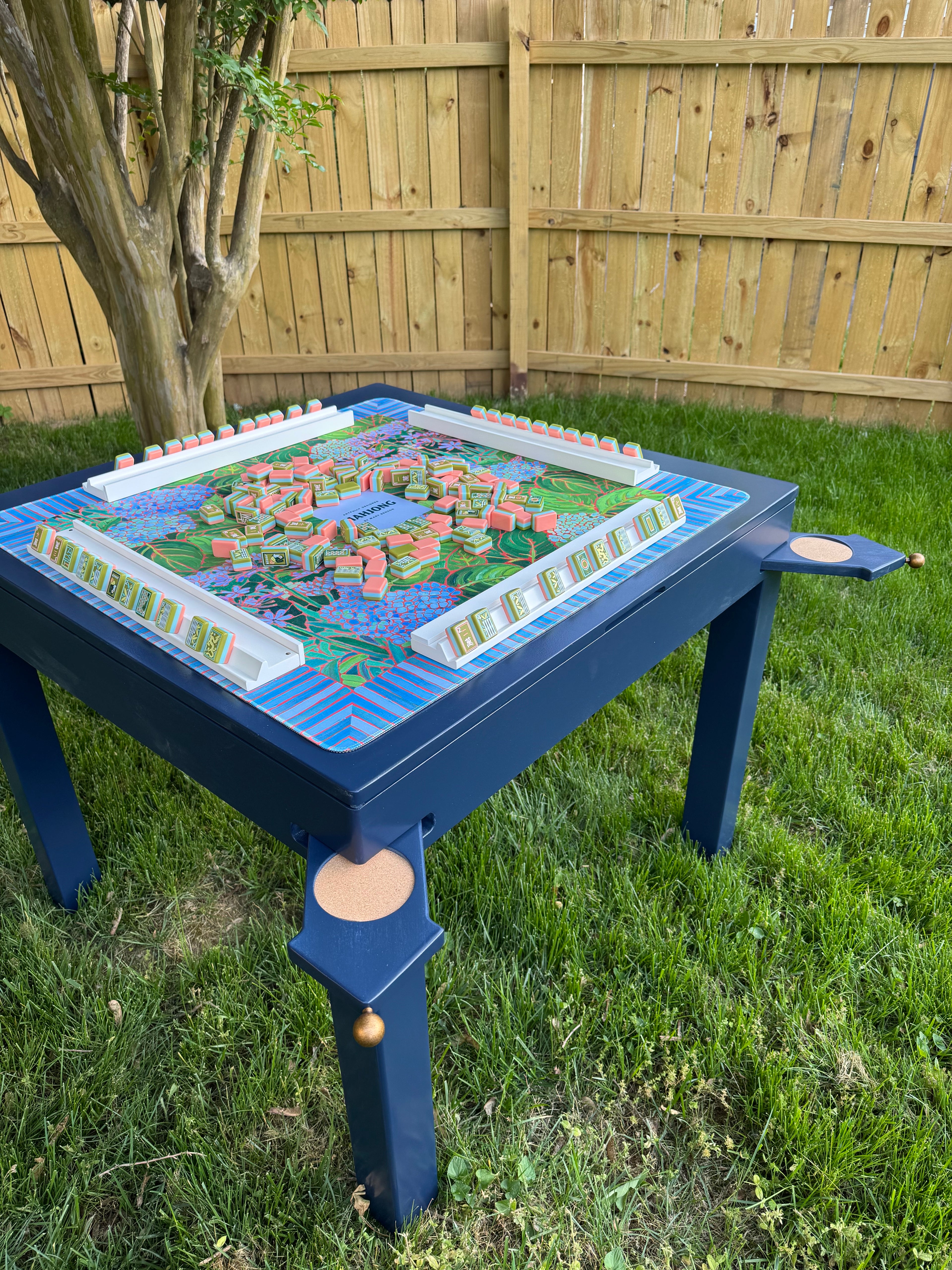 Muse Game Table – handcrafted wood mahjong table with clean lines and balanced proportions, custom painted