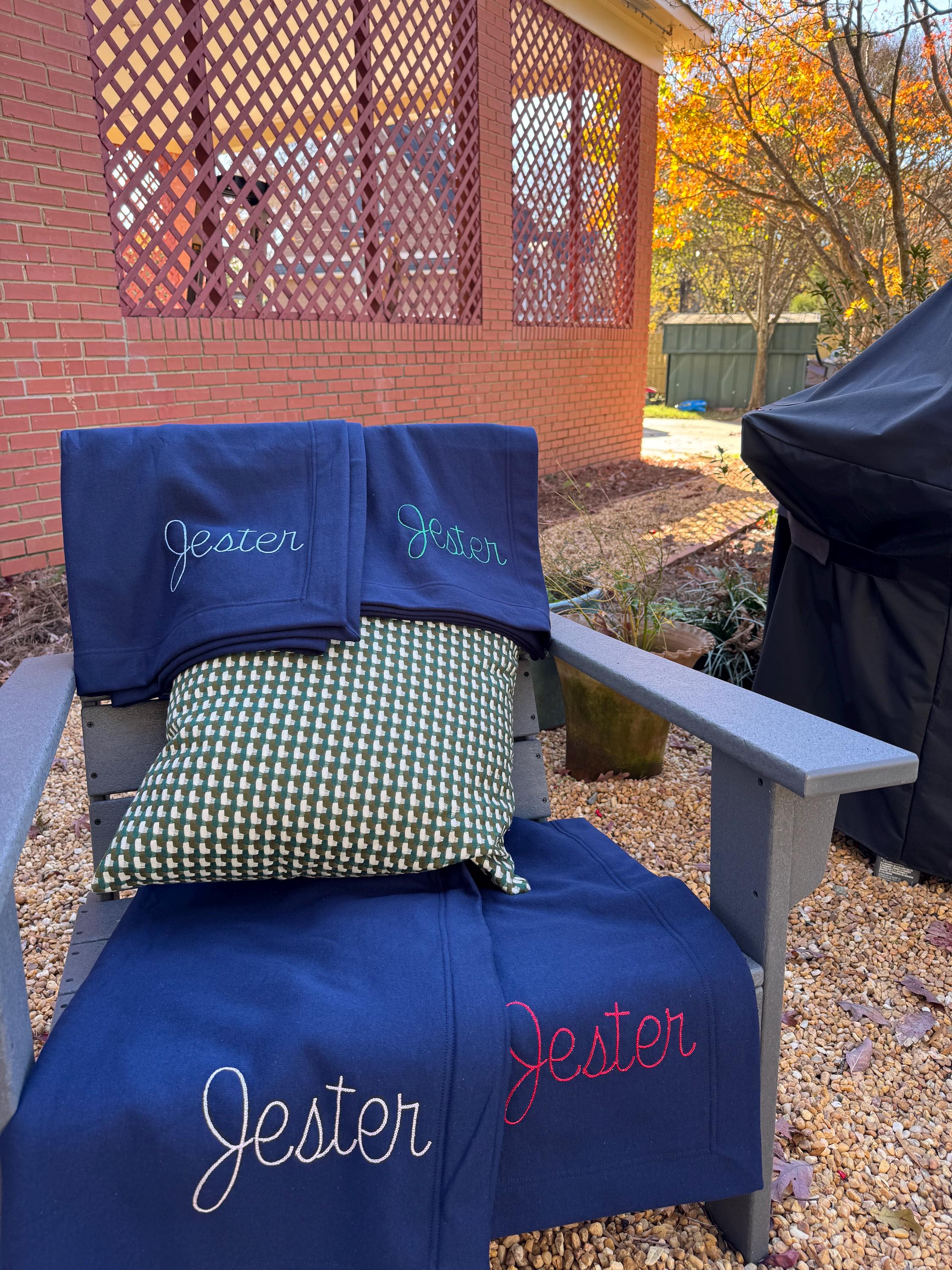 Monogram Sweatshirt Blanket Throw