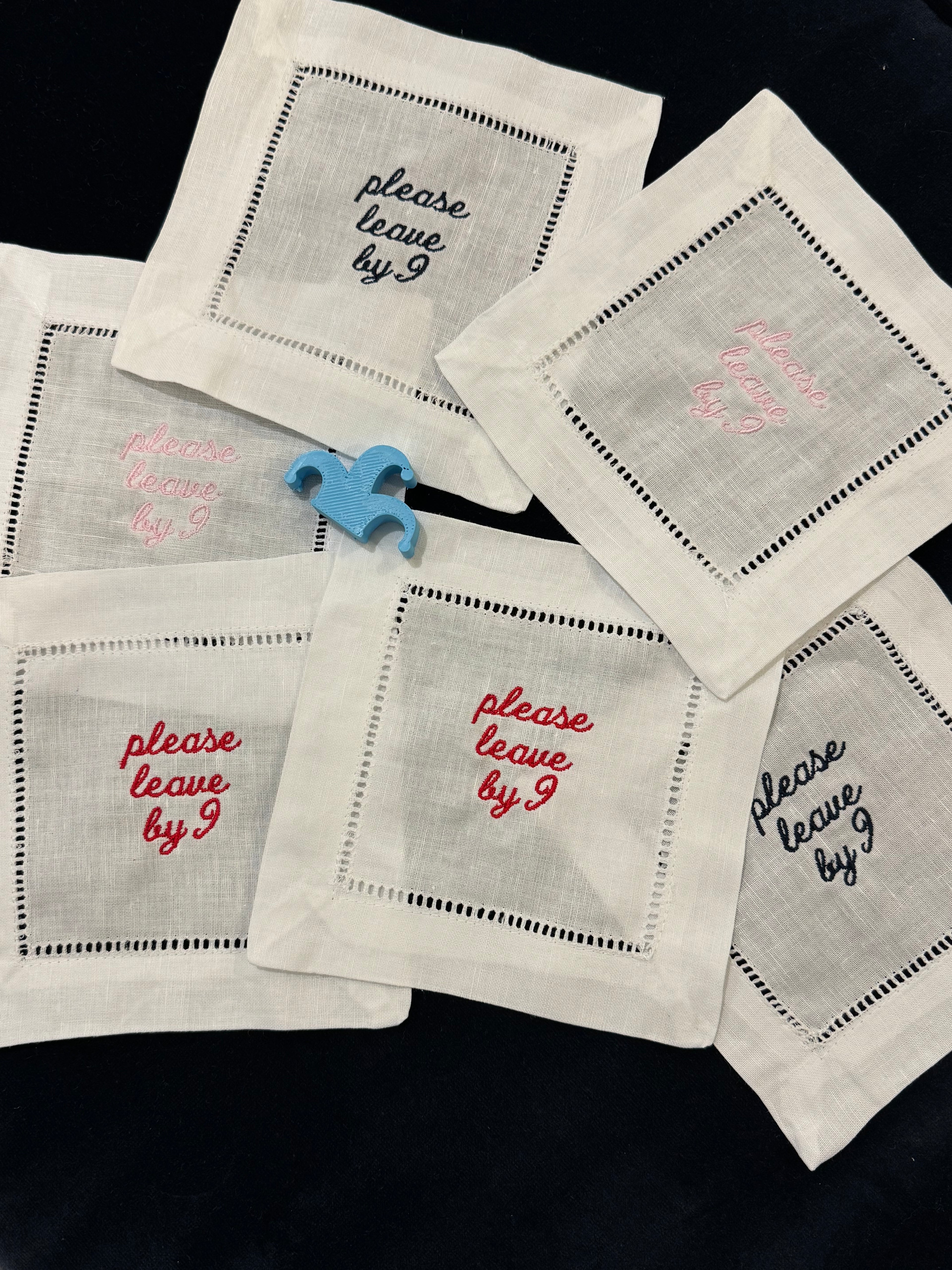 Please Leave by 9 - Linen Cocktail Napkins