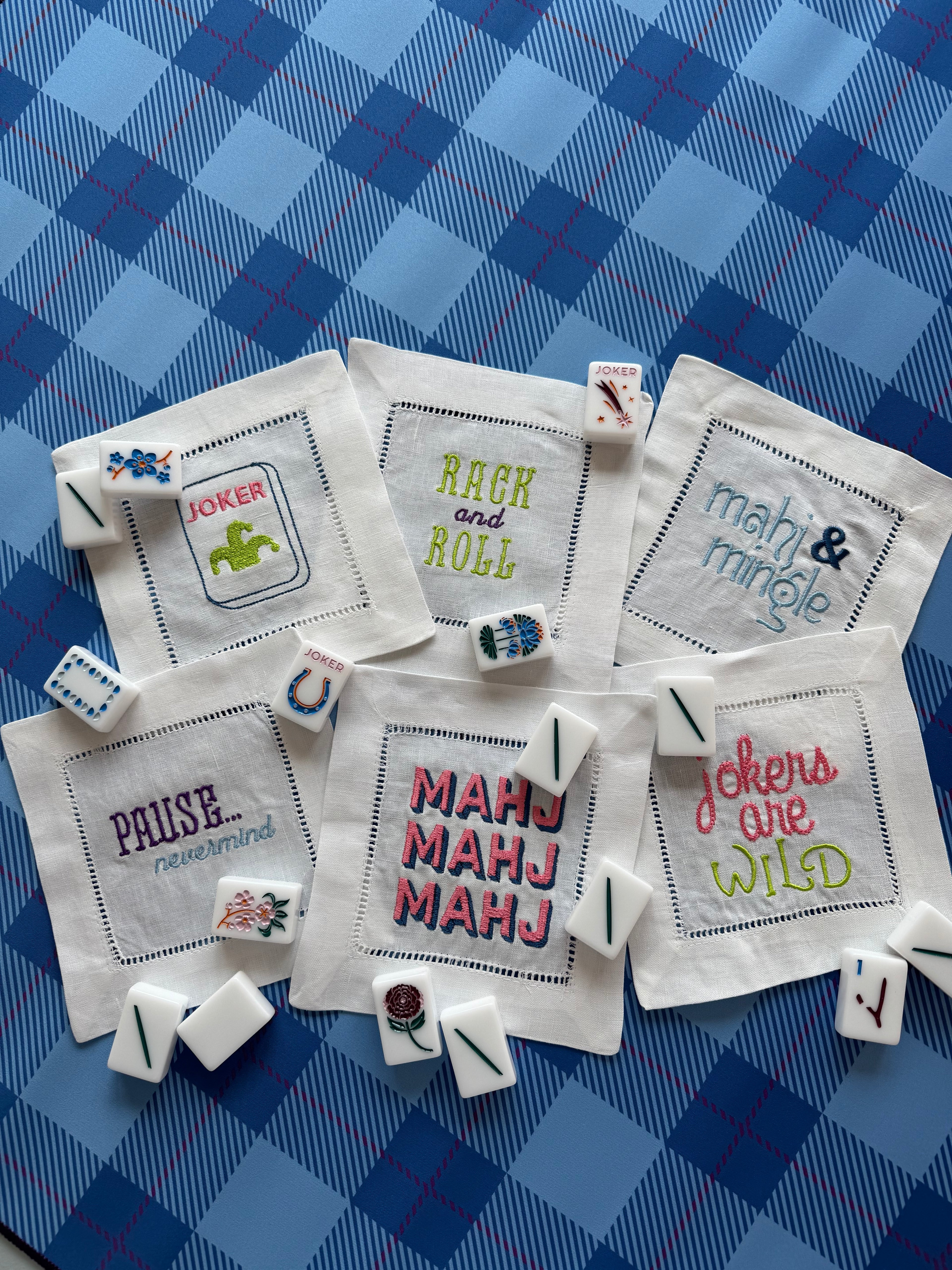 Mahjong Linen Cocktail Napkins