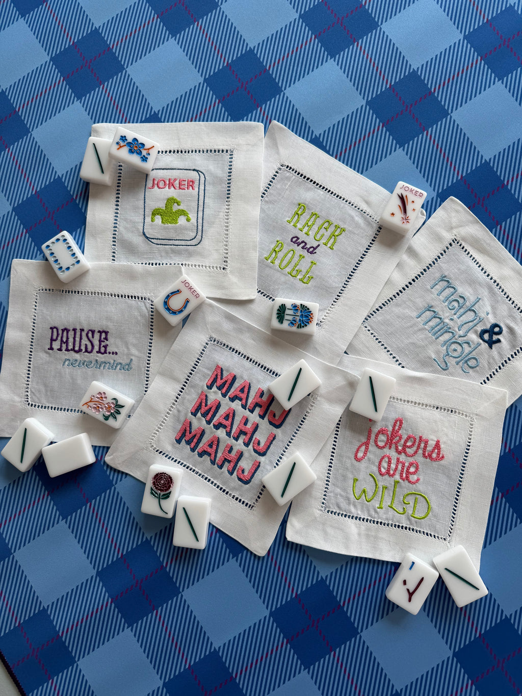 Mahjong Linen Cocktail Napkins
