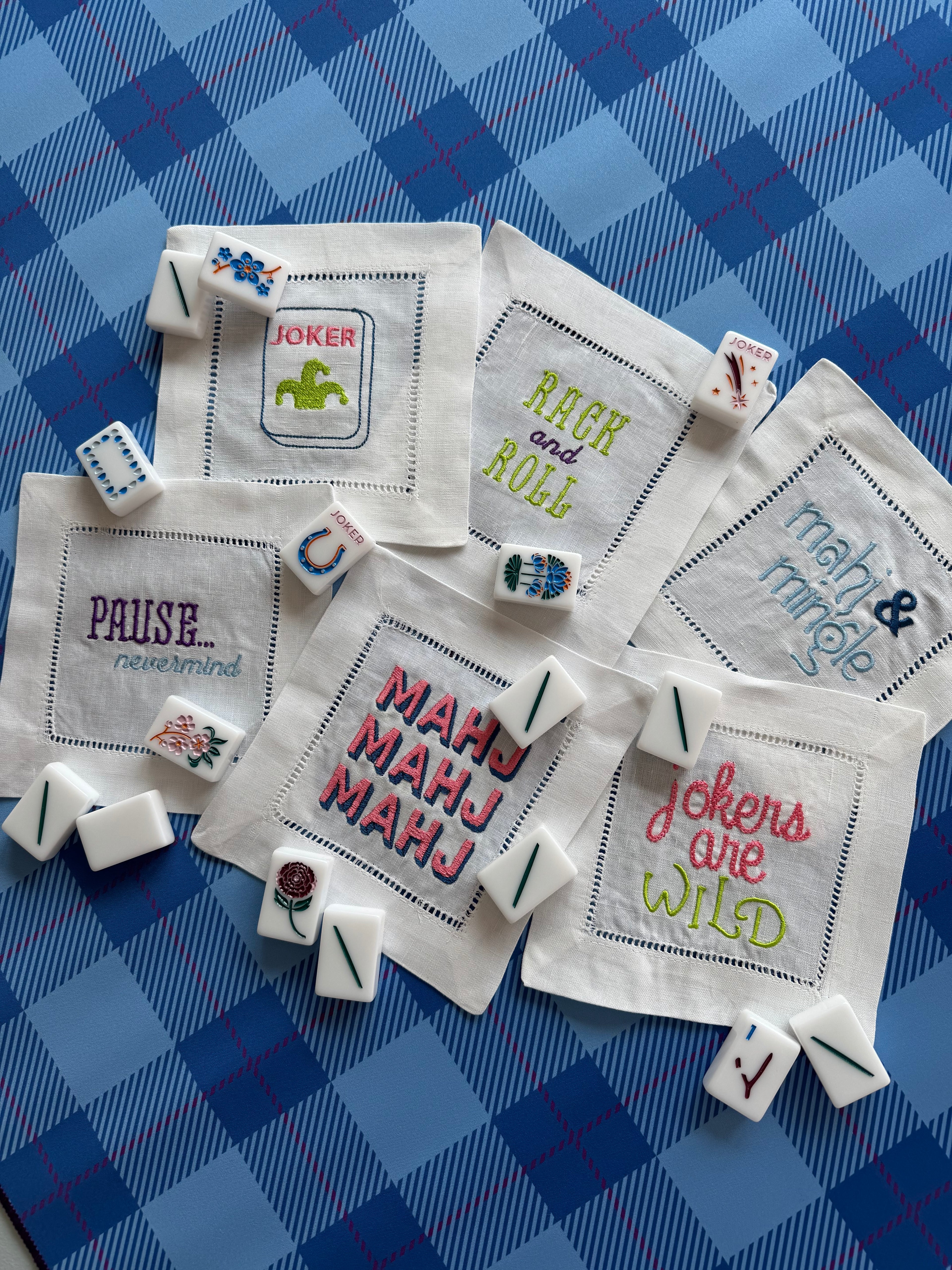Mahjong Linen Cocktail Napkins