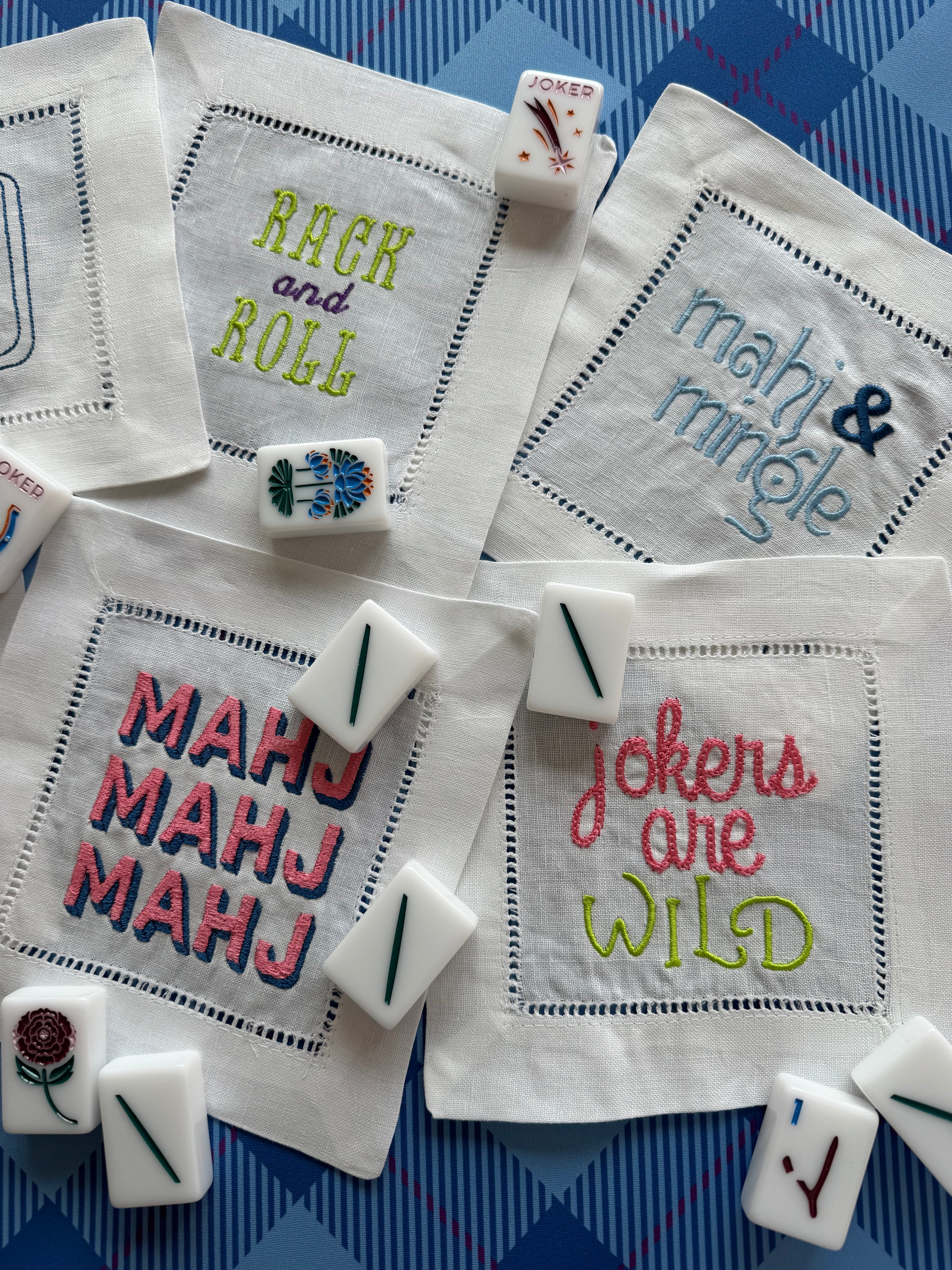 Mahjong Linen Cocktail Napkins