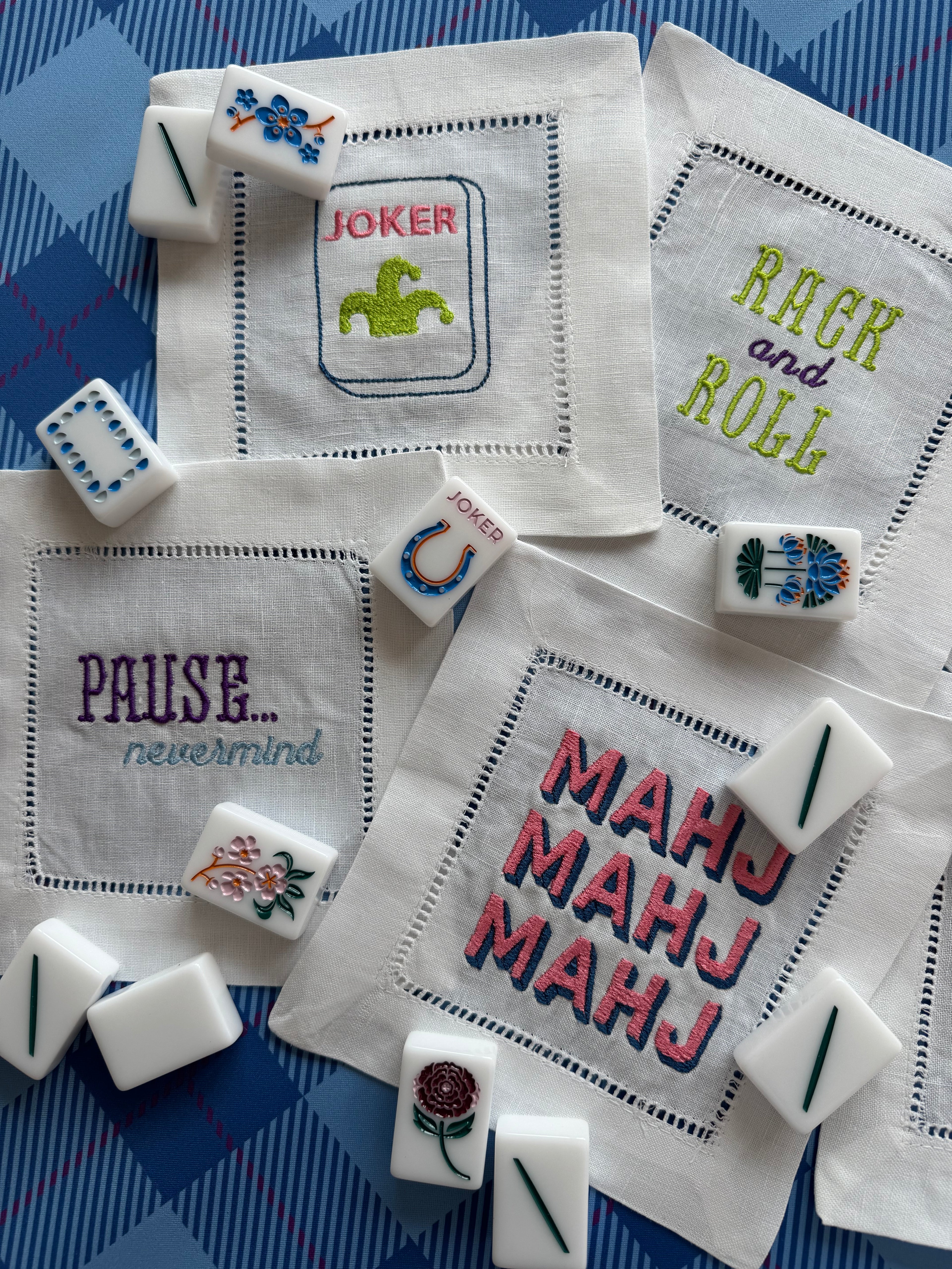 Mahjong Linen Cocktail Napkins