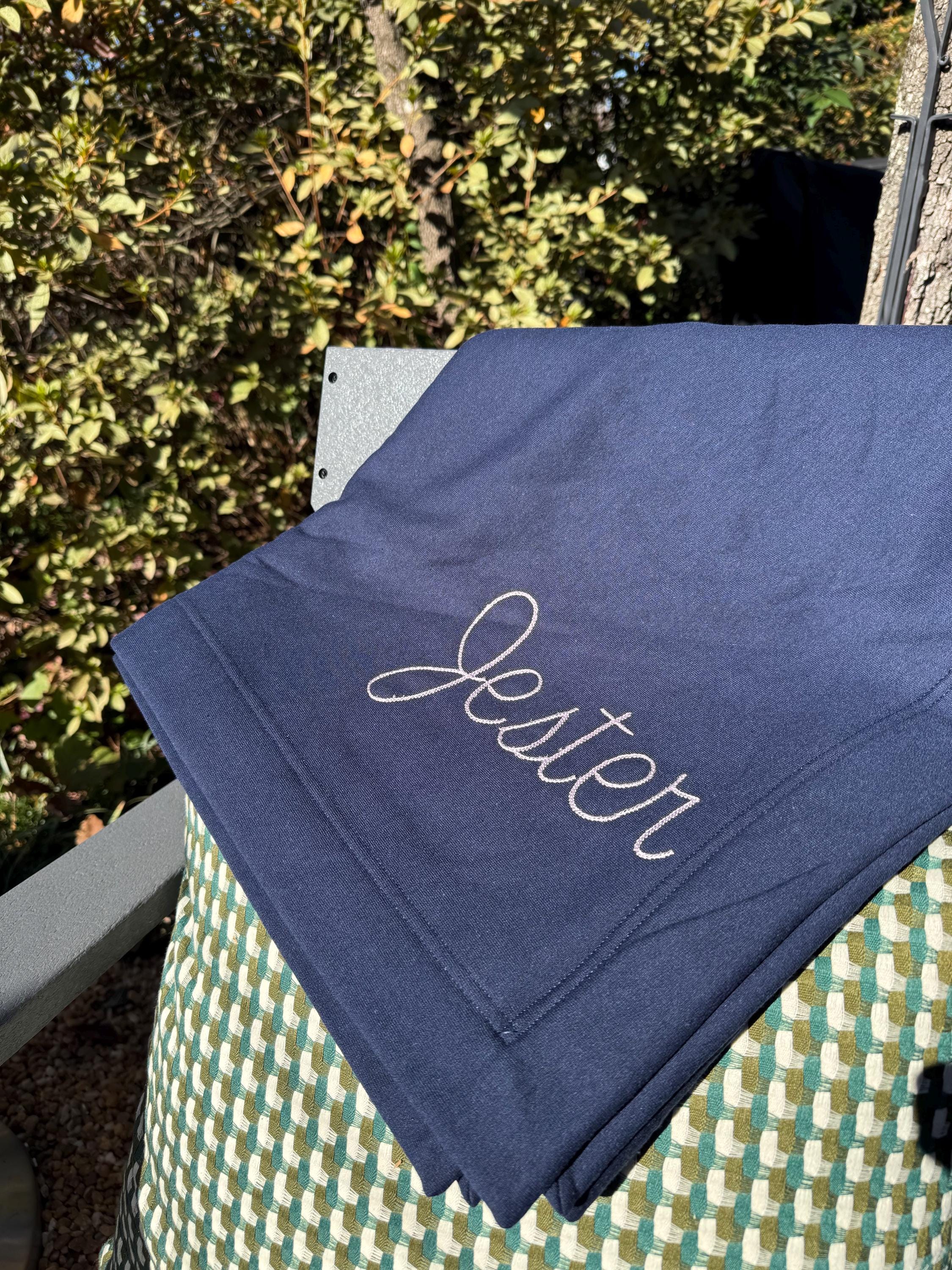 Monogram Sweatshirt Blanket Throw