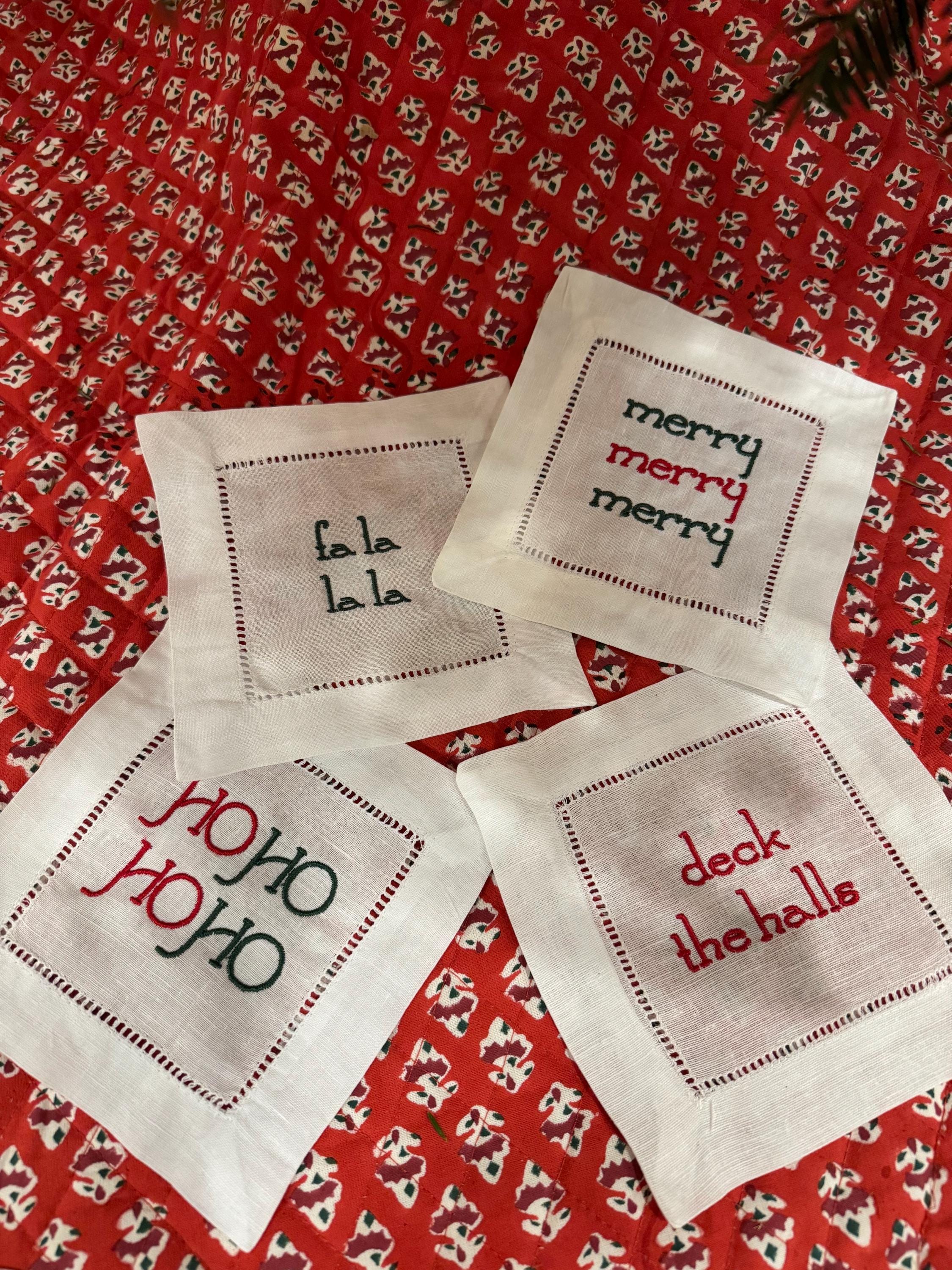 Festive Christmas Phrase Cocktail Napkins