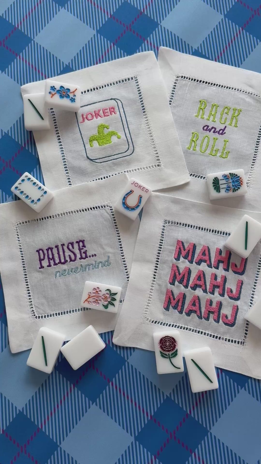 Mahjong Linen Cocktail Napkins